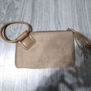 Hobo brands sable wristlet with animal fur on the front like new with dust bag